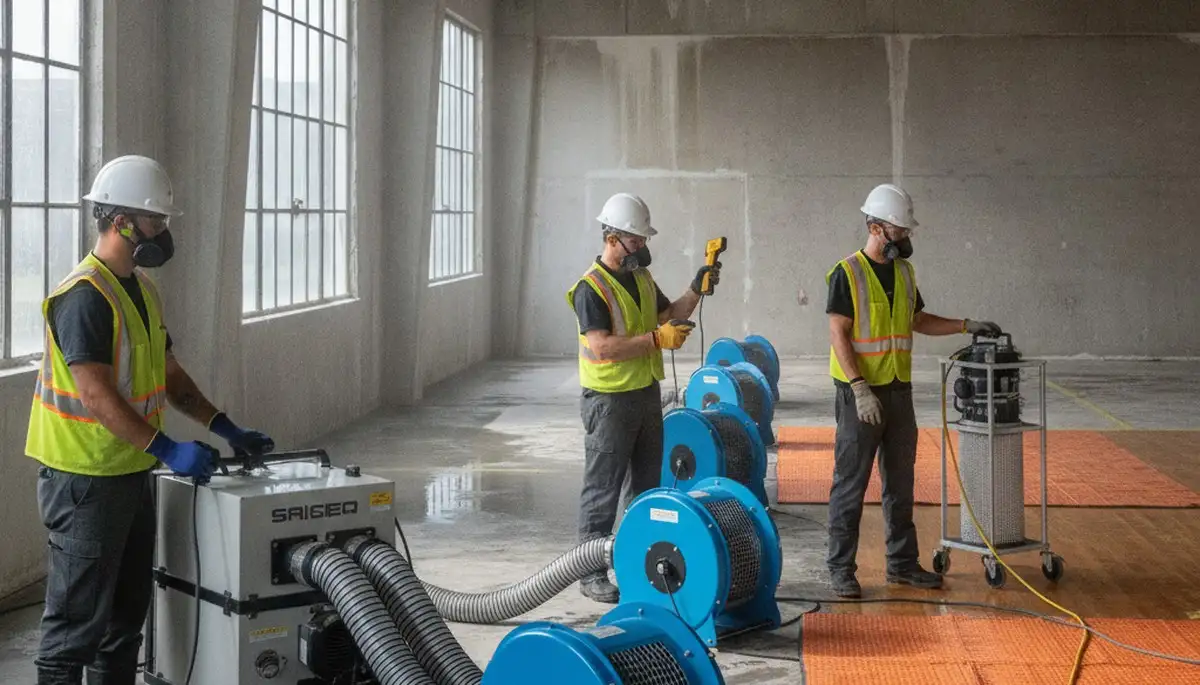 Structural drying for water damage in Modesto, CA home by restoration technicians