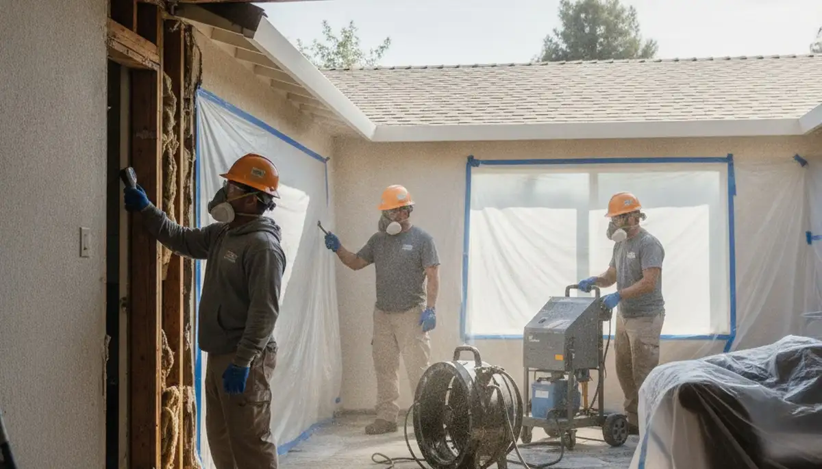 Water damage restoration crew serving Modesto, CA with professional cleanup and repair services