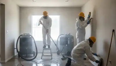 Water damage restoration team in Modesto, CA removing water and drying a flooded property